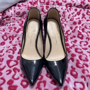 Jessica Simpson black pointed-toe high heels